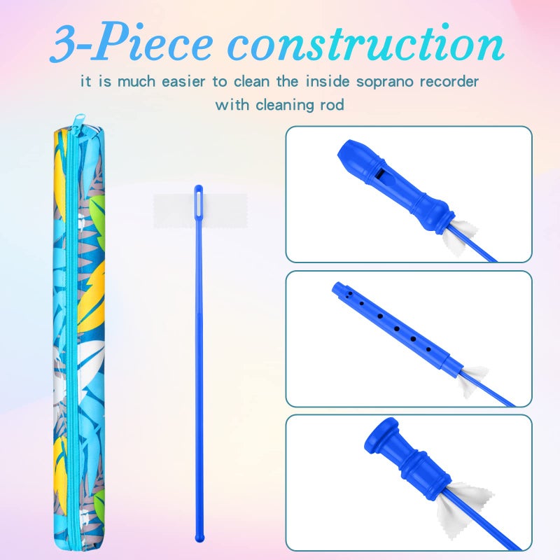Yop-yes Soprano Recorder Instrument for Kids Beginners Student German Fingering C Key Recorder Instrument 3 Piece with Cleaning Rod and Bag Fingering Chart(Blue) - Image 4